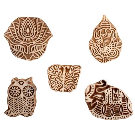 Set of 5 Piece New Mix Wooden Printing Block